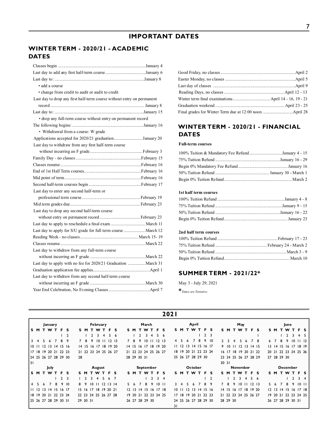 Academic Calendar Dates Burman University